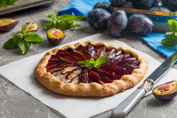 Homemade plum galette 