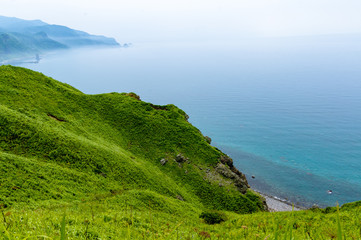 Japan, summer, cape of Hokkaido, North blue sea
