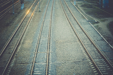 Naklejka na ściany i meble Railway Track at Train Station