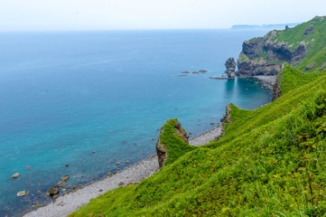 Obraz premium Japan, summer, cape of Hokkaido, North blue sea 