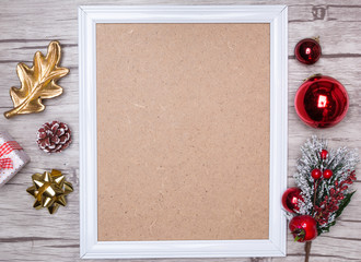 Christmas background with empty frame.