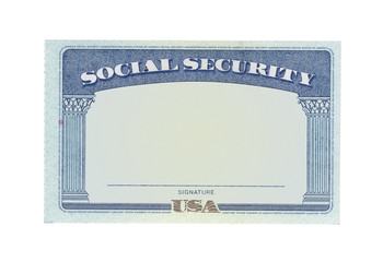 Blank social security card isolated on white background