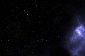 Fototapeta na wymiar Space Scene with Star Field and Purple Bebula Clouds