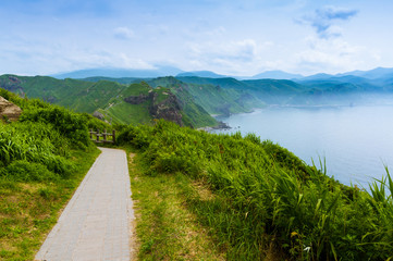 Japan, summer, cape of Hokkaido, North blue sea
