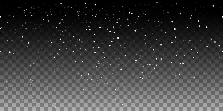 Snow horizontal seamless pattern on transparent background. Vector illustration