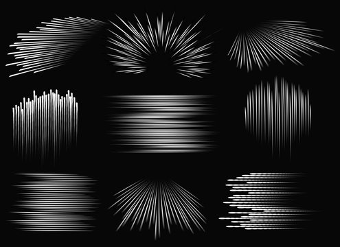 Abstract speed line patterns. Vector action lines gradient texture set
