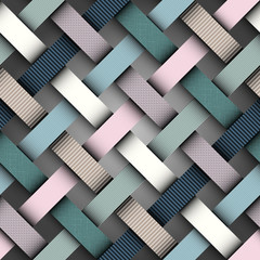 Diagonal plaid pattern.