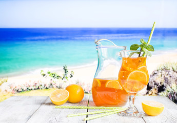 Glass of summer ice tea