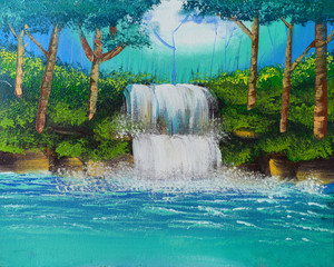 waterfall watercolor painting