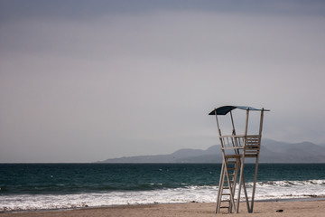 wooden lifeguard tower, Beach in La Serena, Chile