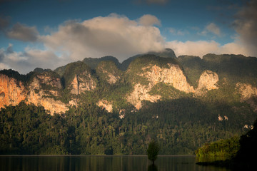 View of mountain and cloud in Khao Sok National Park, ratchaprapha dam Suratthani Thailand