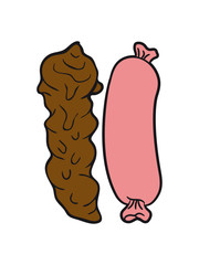 Eat delicious sausages team friends best friends brown sausage fladen stink shit poison heap smell disgusting common comic cartoon