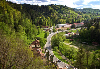 View of a valley on the outskirts of Bran, Brasov County, Romania.