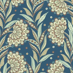 Fotobehang Ornamental motifs of the Indian fabric patterns. © antalogiya
