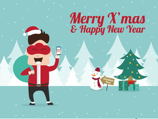 Illustration of cloud mask man on Christmas elements background