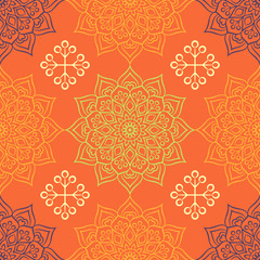 Ethnic floral seamless pattern