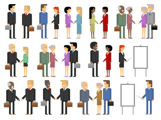 Business relations and communications. Vector material design set