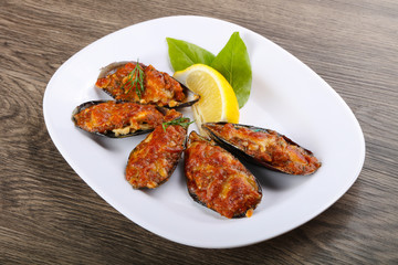 Baked mussels