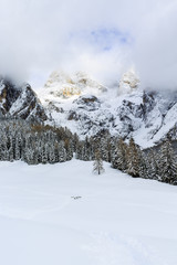 Italian Dolomites in winter morning light, Pale di San Martino,