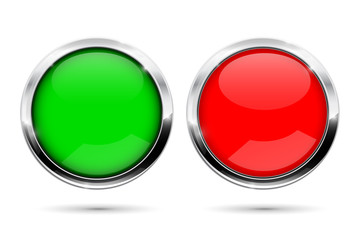 Round buttons. Green and red, with chrome frame