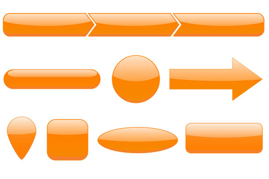 Buttons Set. Orange Web Icons