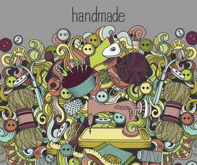 Cartoon doodles Handmade background, banner