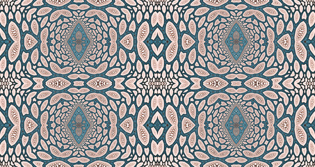 Abstract fractal high resolution seamless pattern background ideal for carpets, tapestries, fabric and wallpapers with a detailed abstract flower pattern in a grid