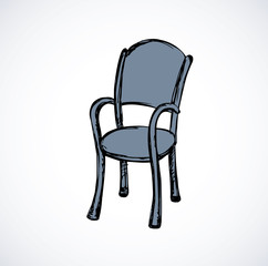 Vector drawing. Wooden chairs with armrests