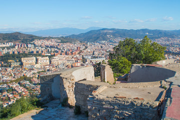 Barcelona, Spain. November 20, 2016: View of the city from the bunker on the hill, which was built...