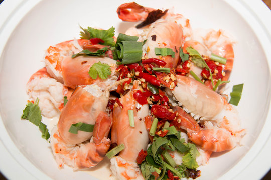  Spicy  prawns over hot  with chilli