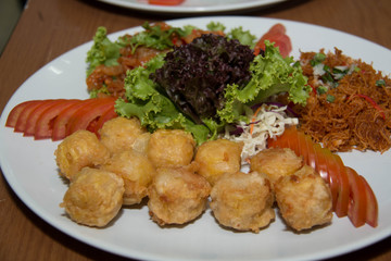  Dish with vegetables and appetizers food