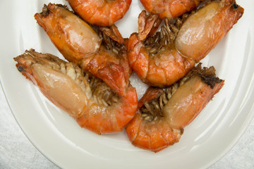 fried Shrimp  with olive oil