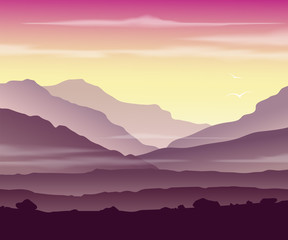 Obraz na płótnie Canvas Mountain landscape at sunset