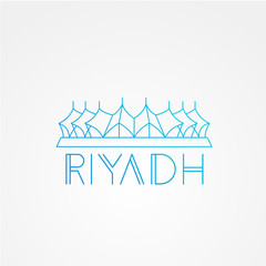 King Fahd - The symbol of Riyadh, Saudi Arabia. Modern linear minimalist icon. One line sightseeing concept. Front view.