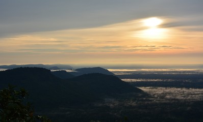 Fototapeta na wymiar The sunrise and scenery of landscape in Thailand.