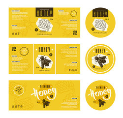 Set of templates label for honey