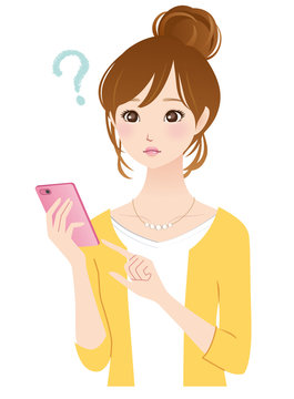 若い女性　スマホ　携帯電話　疑問