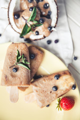 Banana strawberry ice cream. Natural sweetness without sugar. Dates. Organics. Food