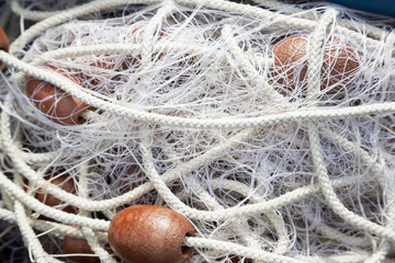 Heap of fishing net. Close-up