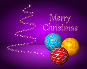 Christmas Card Merry Christmas with Christmas tree