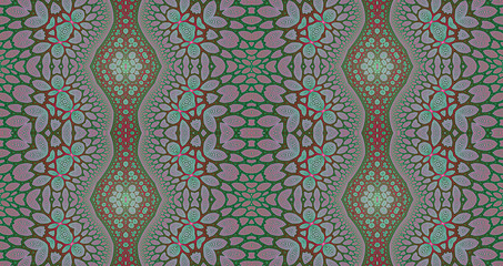 Abstract fractal high resolution seamless pattern background ideal for carpets, tapestries, fabric and wallpapers with a detailed abstract flower pattern in a lattice style pillars