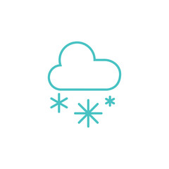 cloud snow snowflackes winter thin line outline blue icon on white background