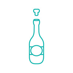 champagne bottle popping cork alcohol line outline icon
