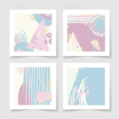 set of 4 posters with abstract trendy pattern background