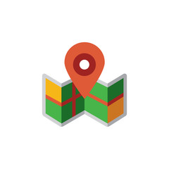 Vector icon illustration with map and geo  in material design style