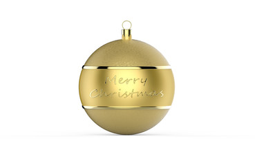 Złota bombka na białym tle