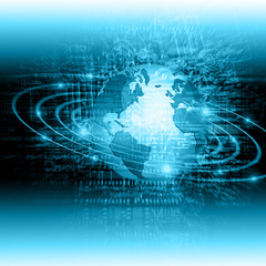 Obraz premium Best Internet Concept of global business. Globe, glowing lines on technological background. Wi-Fi, rays, symbols Internet, 3D illustration