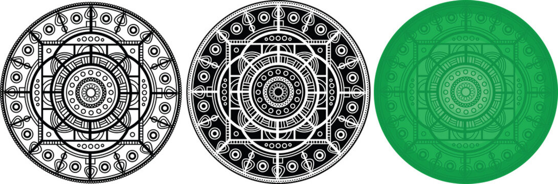 Arabic mandals for coloring book. Round pattern