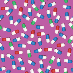Abstract seamless a background with medical capsules