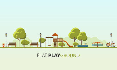 Public park. Vector Flat illustration. Easy to make pattern.

